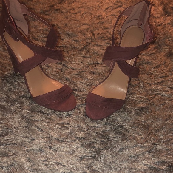 Plum Suede Platform Heels - Picture 2 of 4